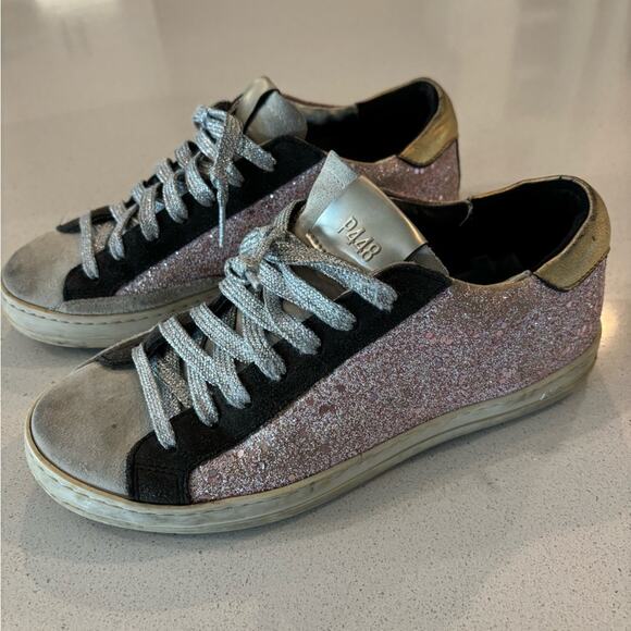 P448 Pink Glitter Sneakers size 37 - Picture 2 of 10